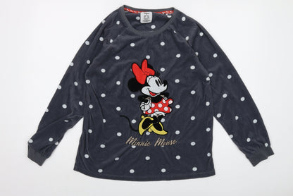 Preloved Disney Womens Grey Polka Dot Polyester Basic T-Shirt Size S Crew Neck - Minnie Mouse - Front