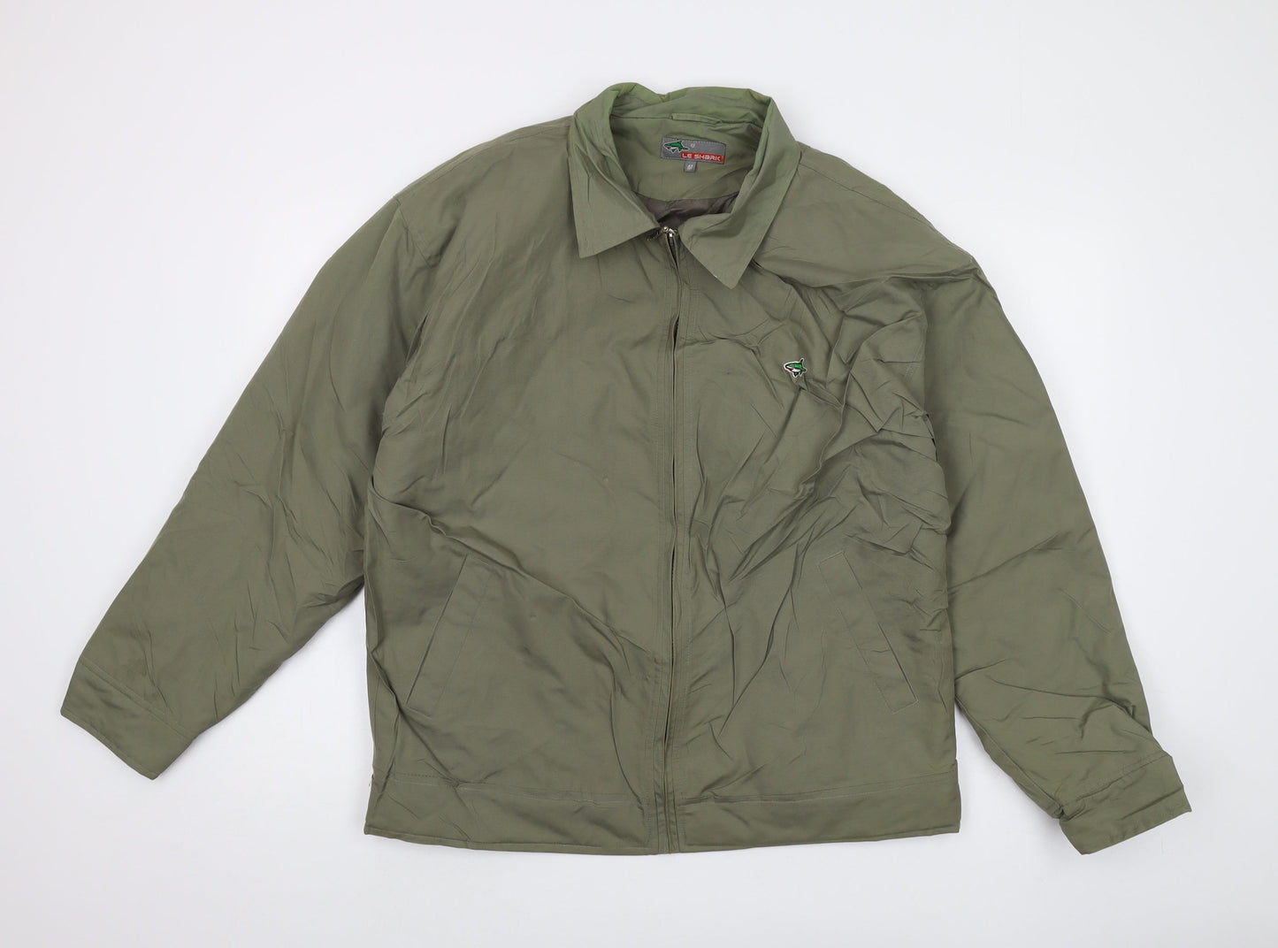 Le Shark Mens Green Jacket Size M Zip - Vintage