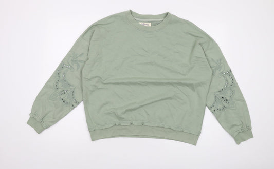 Autonomy Womens Green Cotton Pullover Sweatshirt Size S Pullover