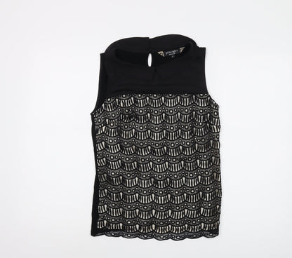 Additional front view of Principles women’s black polyester basic tank, size UK 8, collared