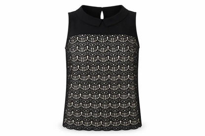 Front view of Principles women’s black polyester basic tank, size UK 8, collared