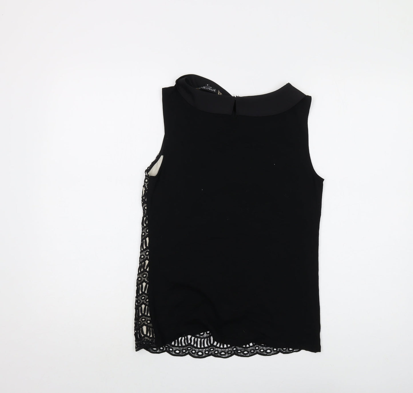 Principles Womens Black Polyester Basic Tank Size 8 Collared