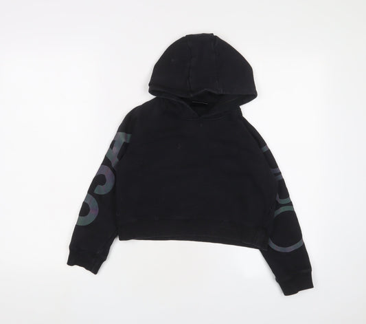 USA Pro Girls Black Cotton Pullover Hoodie Size 9-10 Years Pullover - Logo