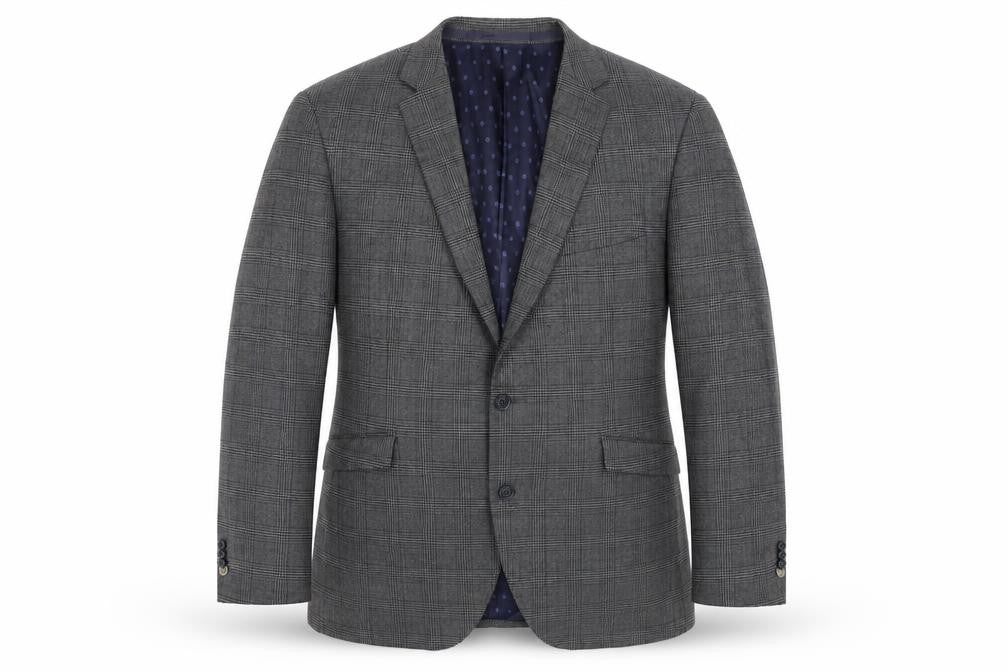 Brook Taverner Mens Grey Plaid Polyester Jacket Suit Jacket Size 48 Regular