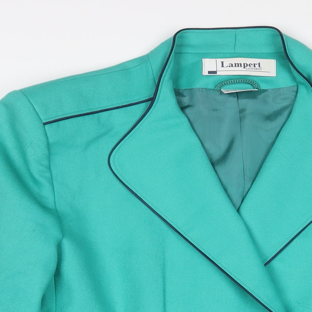 Lampert Womens Green Jacket Blazer Size 14 Button