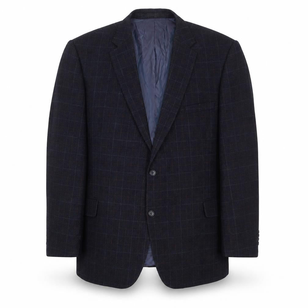 Brook Taverner Mens Blue Plaid Wool Jacket Suit Jacket Size 48 Regular