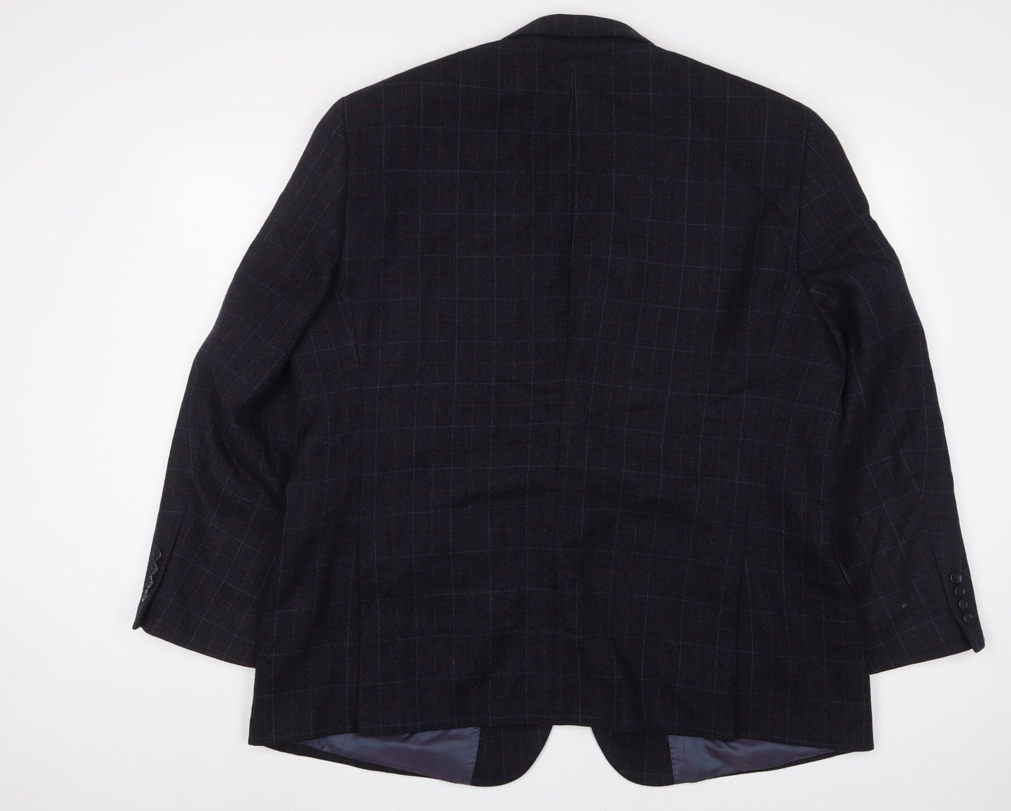 Brook Taverner Mens Blue Plaid Wool Jacket Suit Jacket Size 48 Regular