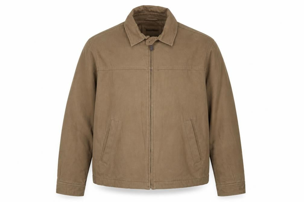 Marks & Spencer Mens Beige Jacket Size L Zip - Logo, Embroidered