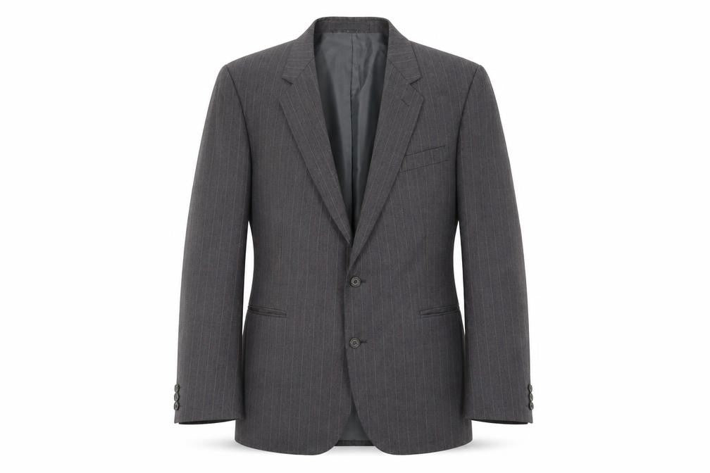 Charles Barker Mens Grey Striped Polyester Jacket Suit Jacket Size 44 Regular