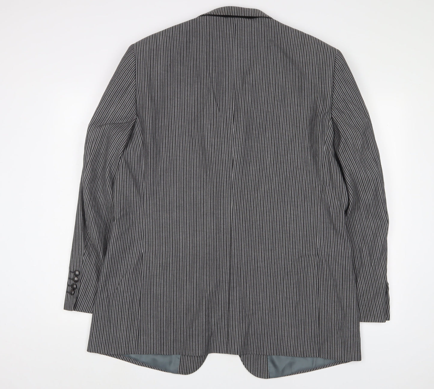 Brook Taverner Mens Grey Striped Wool Jacket Suit Jacket Size 44 Regular