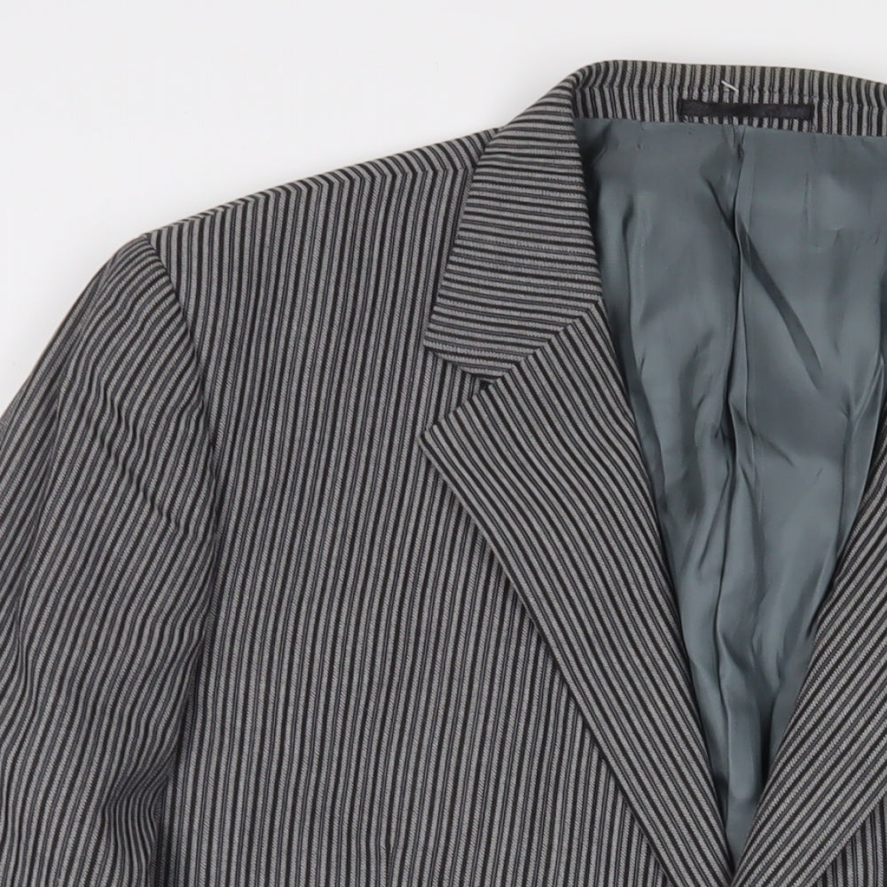 Brook Taverner Mens Grey Striped Wool Jacket Suit Jacket Size 44 Regular