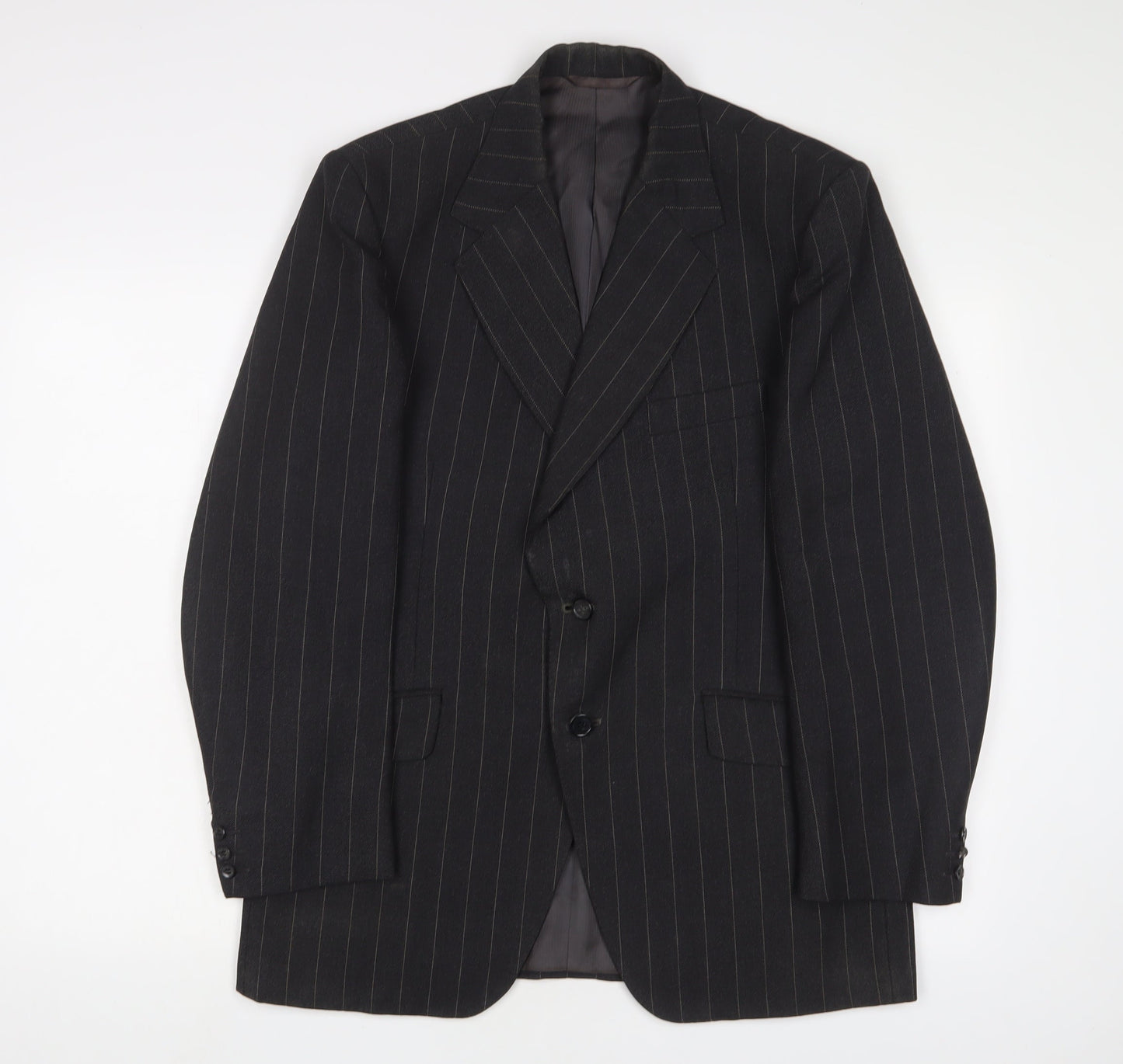 Burton Mens Grey Striped Polyester Jacket Suit Jacket Size 38 Regular