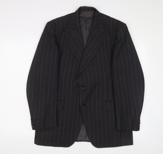 Burton Mens Grey Striped Polyester Jacket Suit Jacket Size 38 Regular