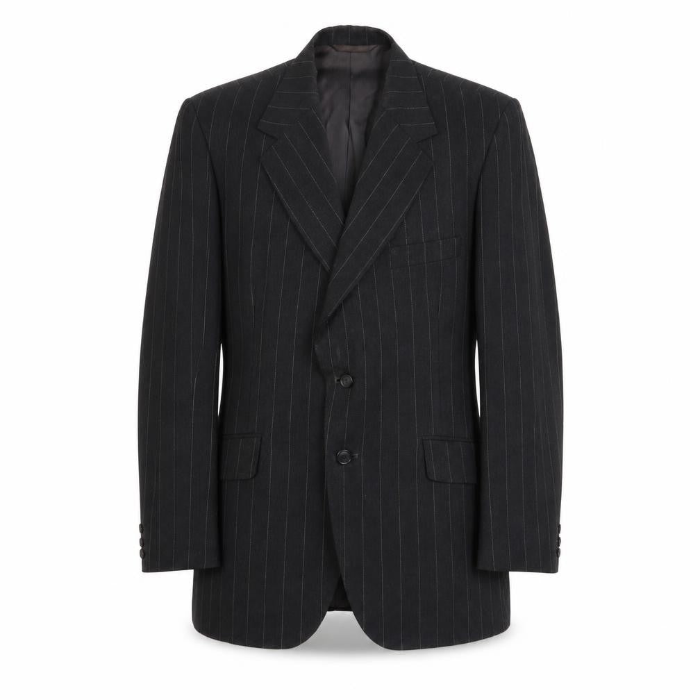 Burton Mens Grey Striped Polyester Jacket Suit Jacket Size 38 Regular