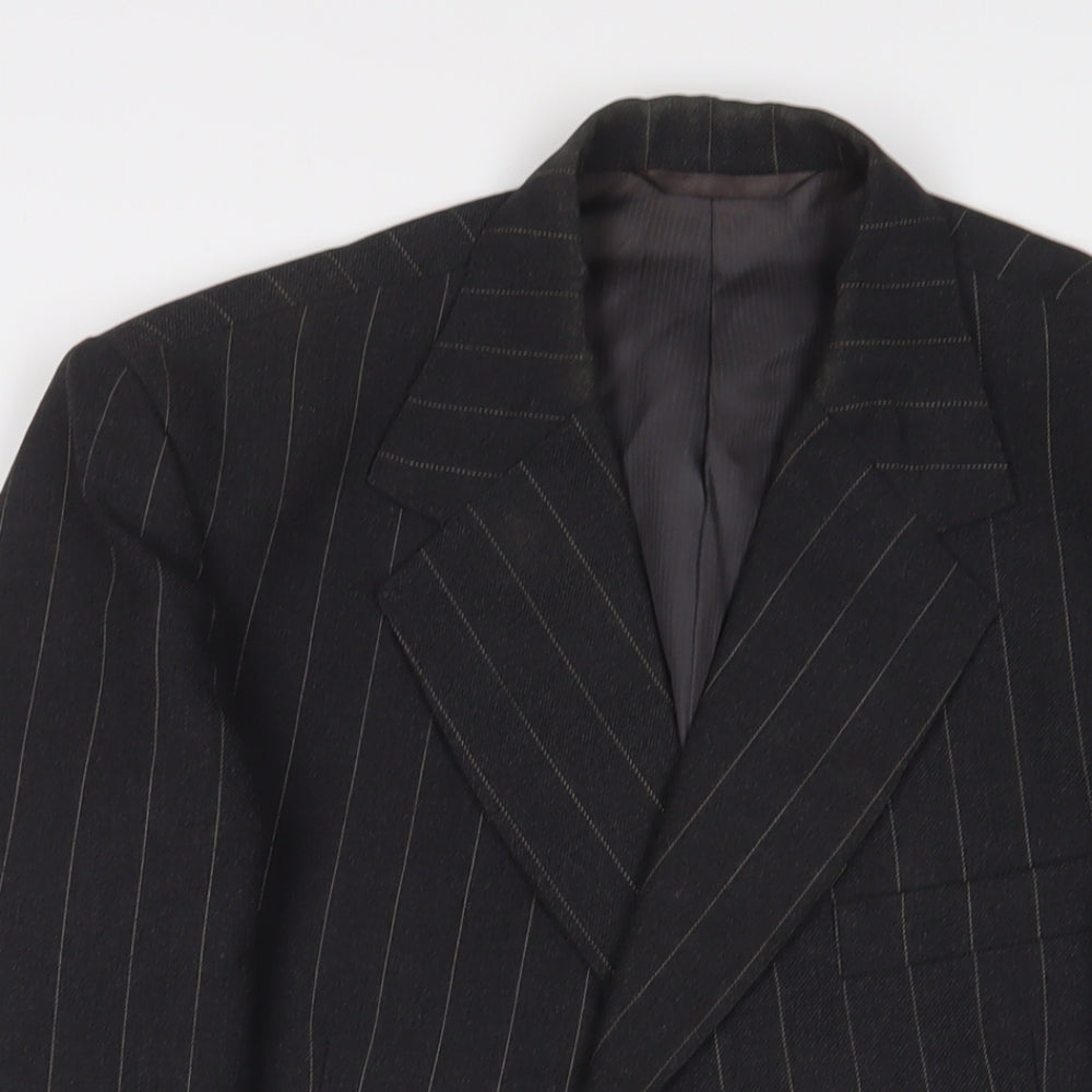 Burton Mens Grey Striped Polyester Jacket Suit Jacket Size 38 Regular