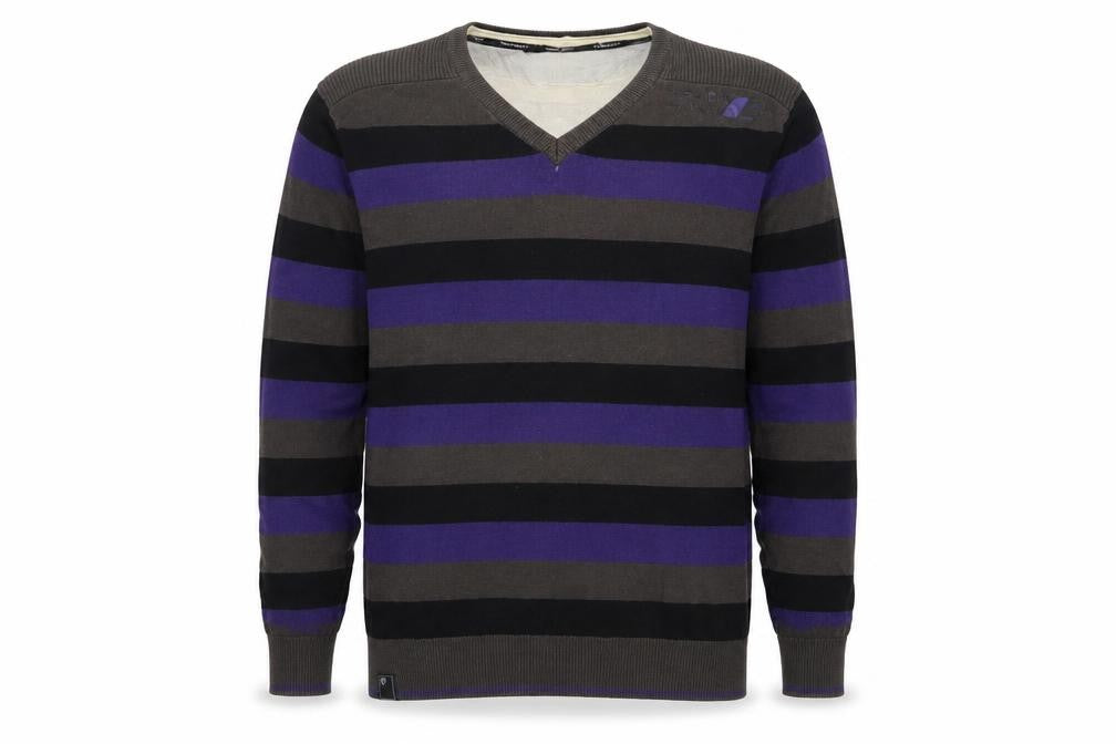 Dissident Mens Purple Crew Neck Striped Cotton Pullover Jumper Size XL Long Sleeve - Logo