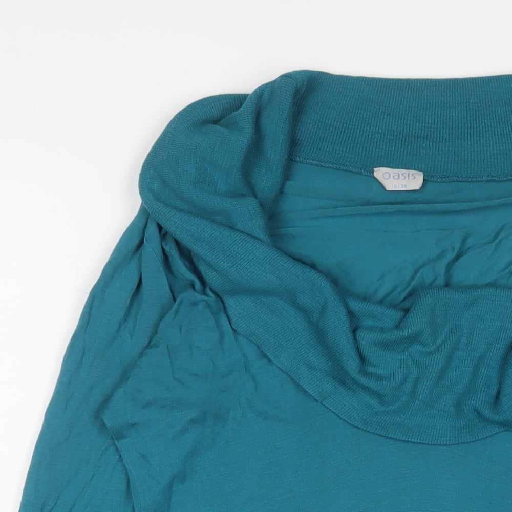 Oasis Womens Blue Roll Neck Viscose Pullover Jumper Size 12