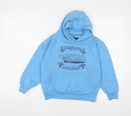 Conwyn Castle Boys Blue Cotton Pullover Hoodie Size 9-10 Years Pullover