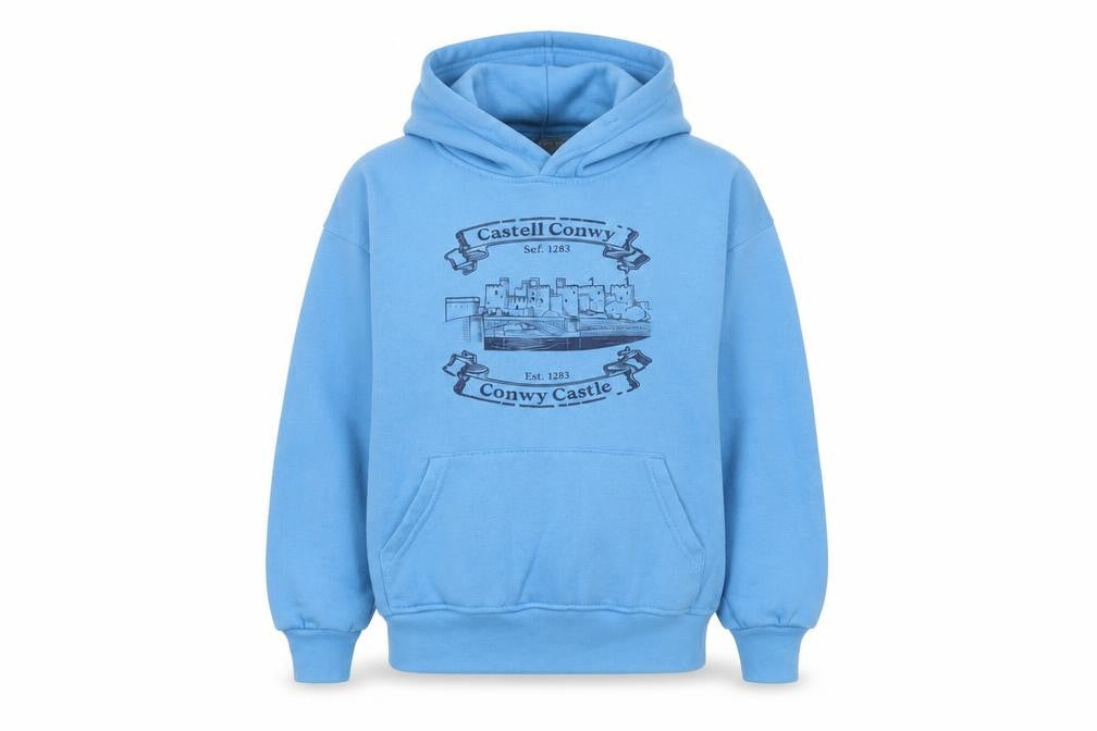 Conwyn Castle Boys Blue Cotton Pullover Hoodie Size 9-10 Years Pullover
