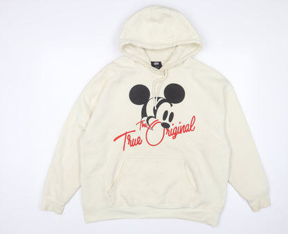 Preloved Disney Womens Beige Cotton Pullover Hoodie Size S Pullover - Mickey Mouse - Front