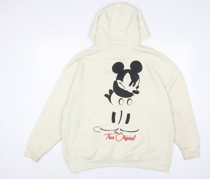 Preloved Disney Womens Beige Cotton Pullover Hoodie Size S Pullover - Mickey Mouse - Back