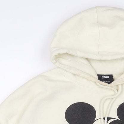 Preloved Disney Womens Beige Cotton Pullover Hoodie Size S Pullover - Mickey Mouse - Detail