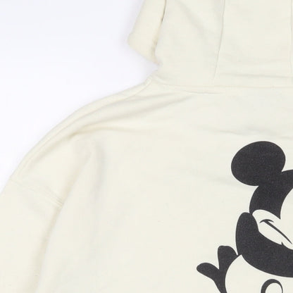 Preloved Disney Womens Beige Cotton Pullover Hoodie Size S Pullover - Mickey Mouse - Label