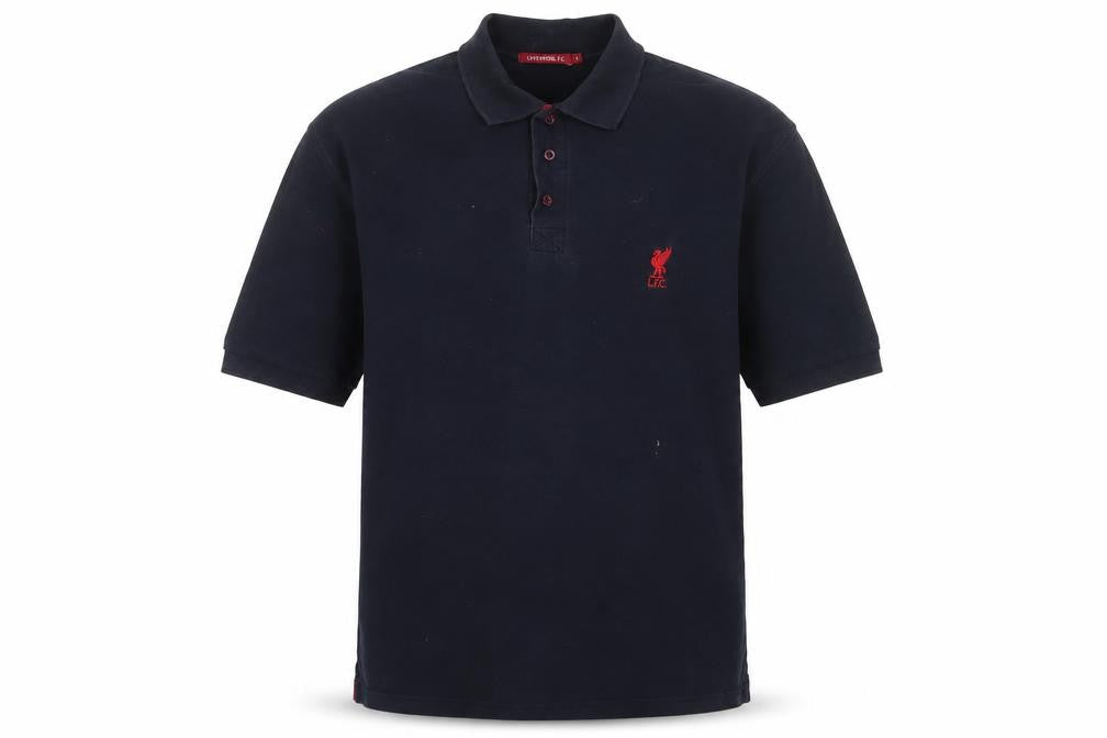 Liverpool FC Mens Blue Cotton Polo Size L Collared Button - Logo, Embroidered