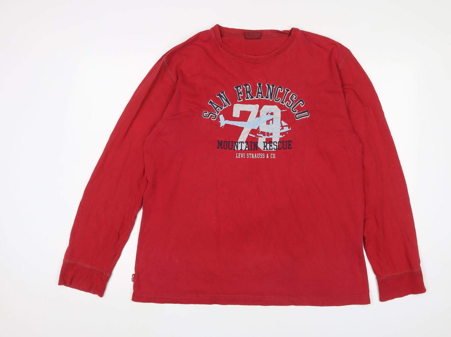 Levi's Mens Red Cotton T-Shirt Size L Crew Neck - San Francisco