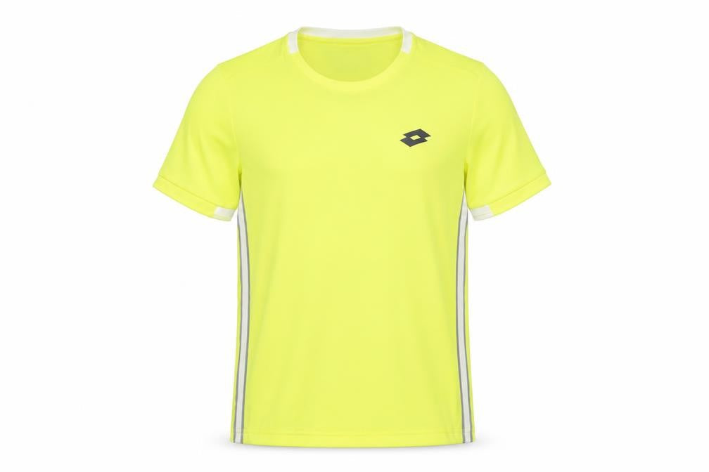 Lotto Mens Yellow Polyester Basic T-Shirt Size M Crew Neck Pullover - Logo