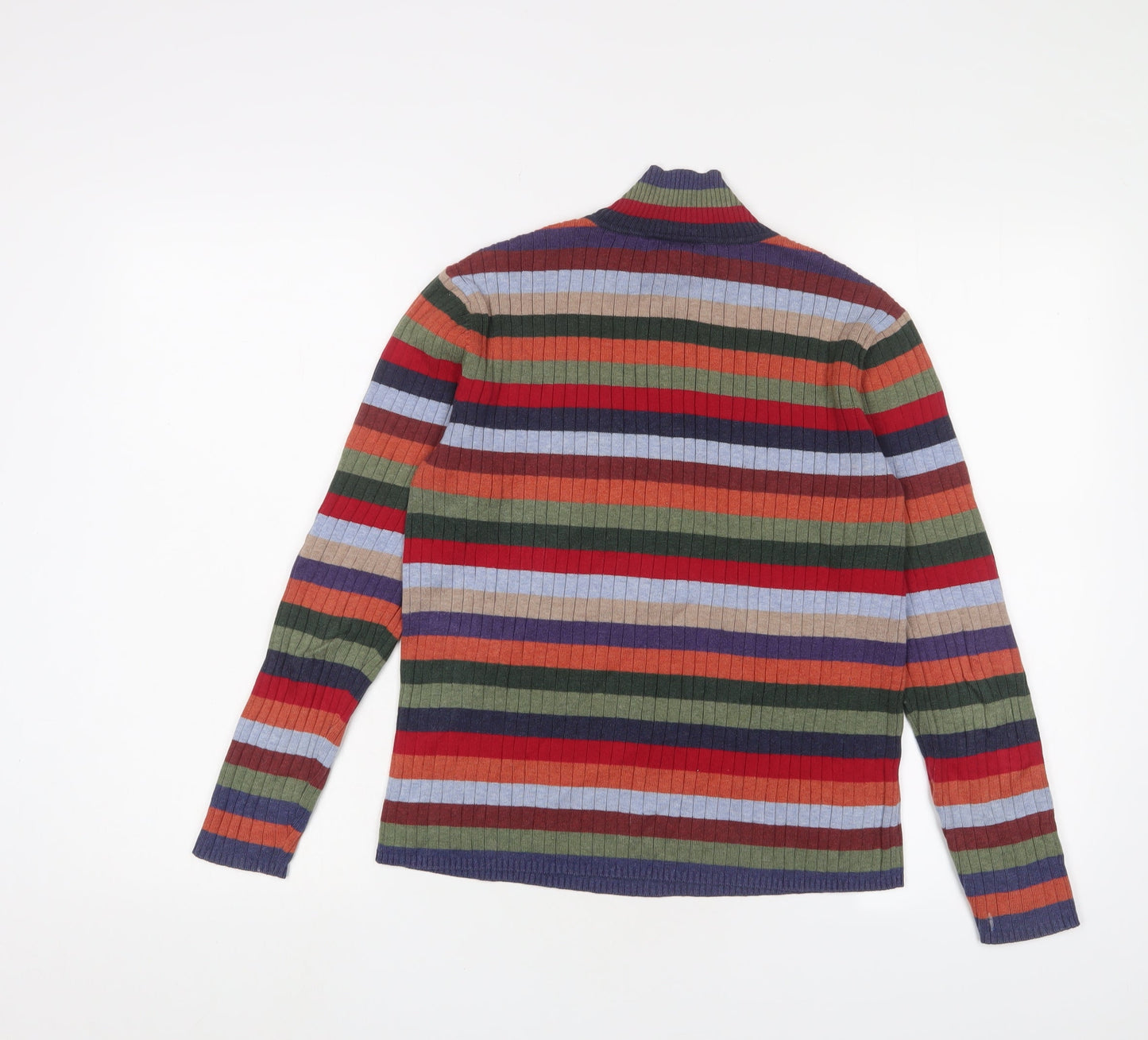 Talbots Womens Multicoloured High Neck Striped Cotton Pullover Jumper Size 8 - Stretch