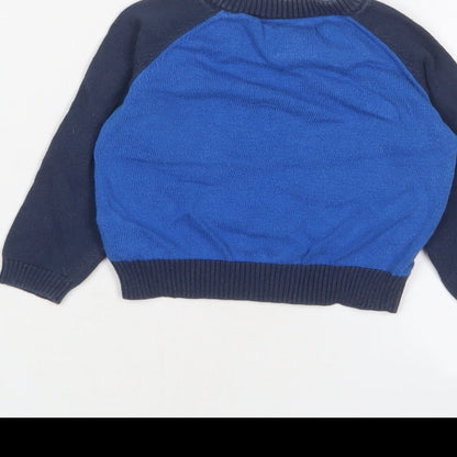 Brand and care label for Mickey Mouse Baby Blue Cotton jumper, size 6-9, Months Button