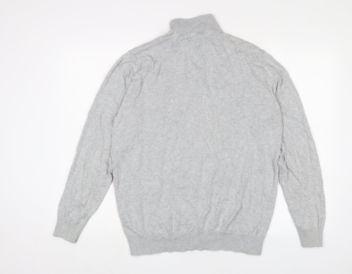 Crew Clothing Womens Grey High Neck Cotton Pullover Jumper Size L - Logo, Embroidered