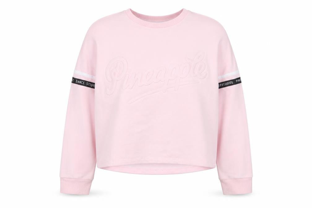Pineapple Girls Pink Cotton Pullover Sweatshirt Size 9-10 Years Pullover - Logo, Embroidered