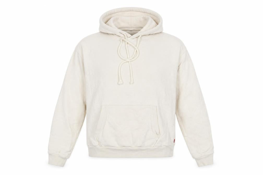 Levi's Mens White Cotton Pullover Hoodie Size M - Logo, Embroidered