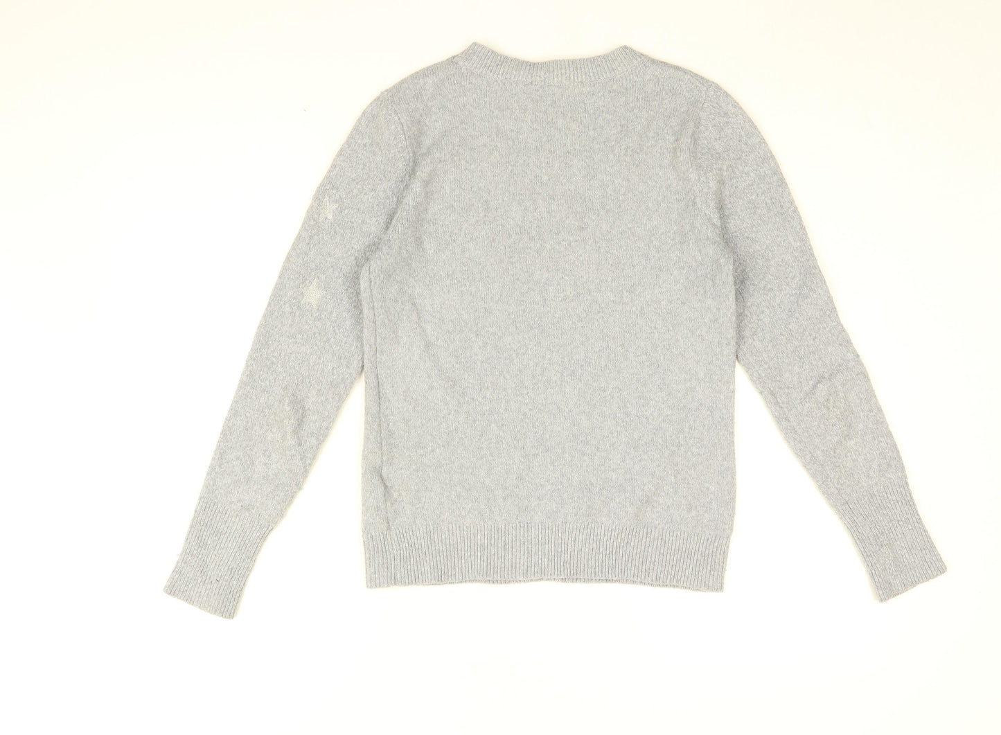 Oasis Womens Grey Round Neck Geometric Polyester Pullover Jumper Size S - Star print