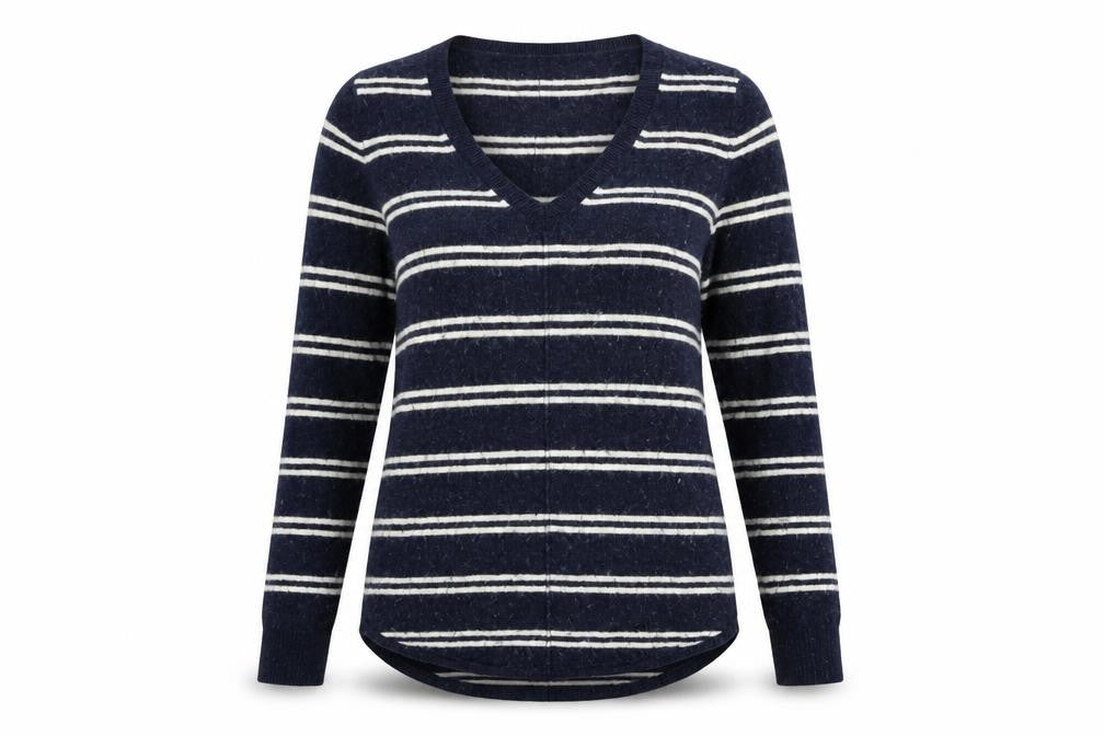 Gap Womens Blue Striped Nylon Basic T-Shirt Size XS V-Neck