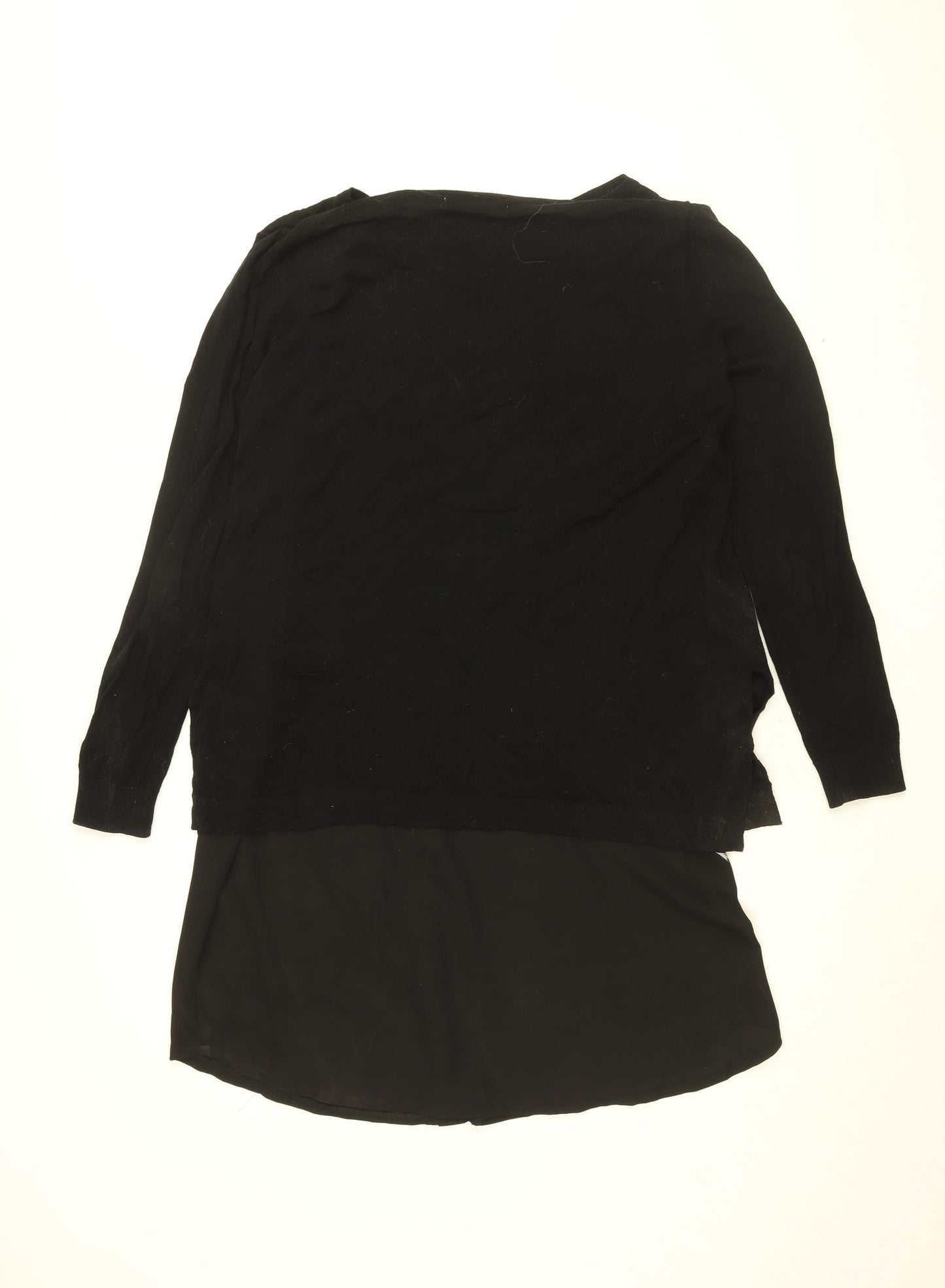 Mango Womens Black Cotton Basic Blouse Size M Round Neck