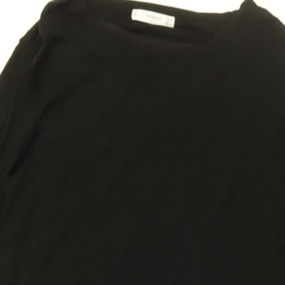 Mango Womens Black Cotton Basic Blouse Size M Round Neck