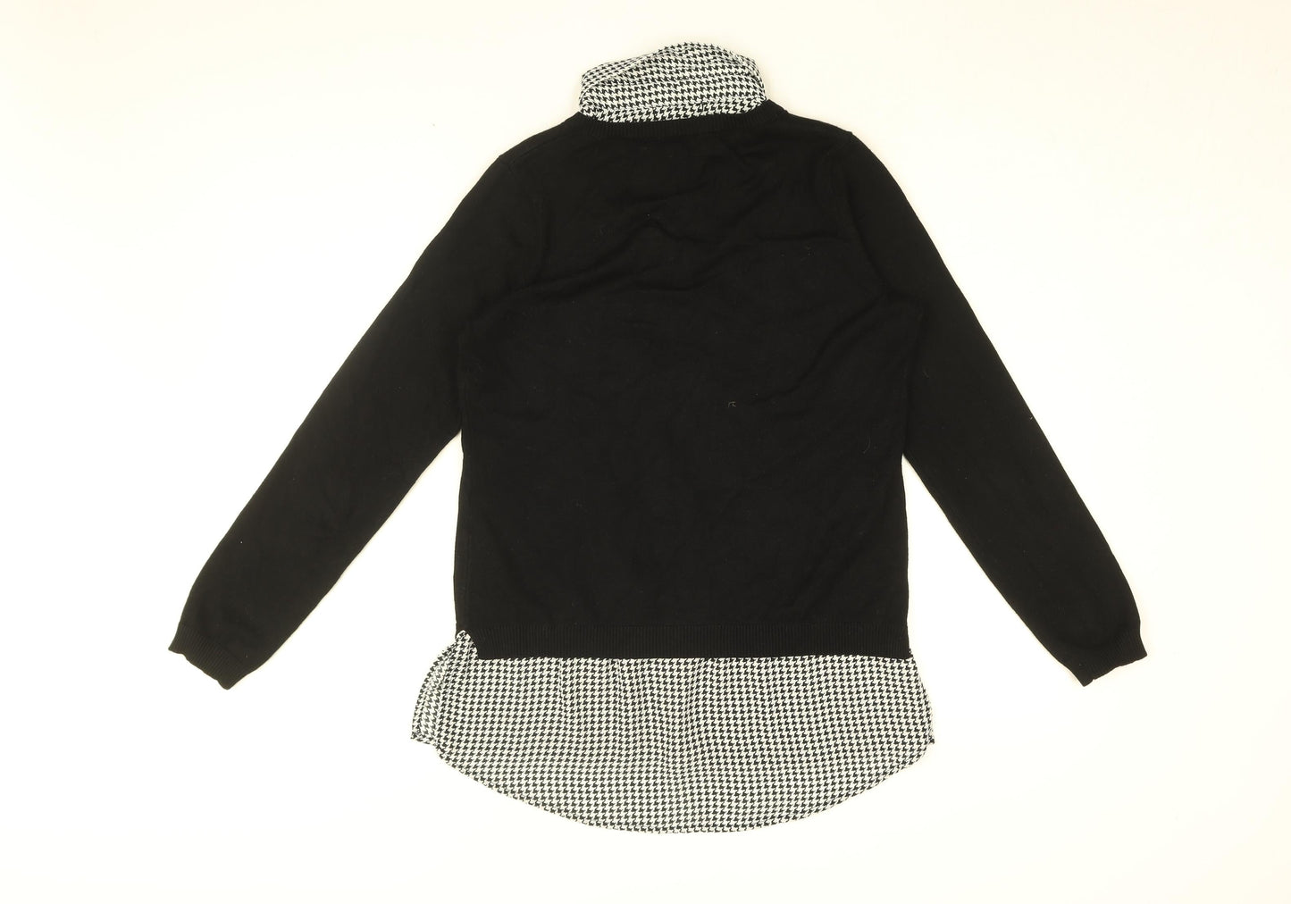 Adrianna Papell Womens Black Geometric Viscose Basic Blouse Size S Collared - Houndstooth