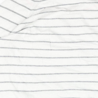 Gap Womens White Round Neck Striped Cotton Pullover Jumper Size M