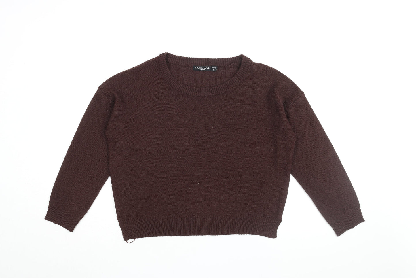 Brave Soul Womens Brown Round Neck Acrylic Pullover Jumper Size M