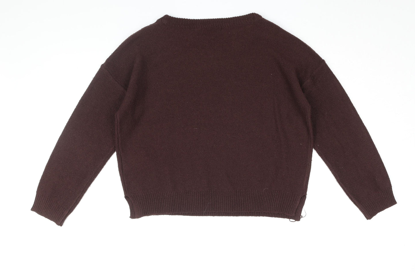 Brave Soul Womens Brown Round Neck Acrylic Pullover Jumper Size M