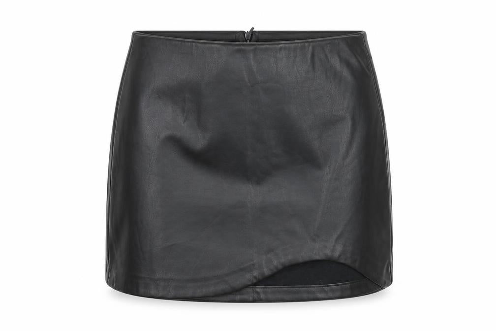 Stradivarius Womens Black Polyurethane Mini Skirt Size 8 Zip