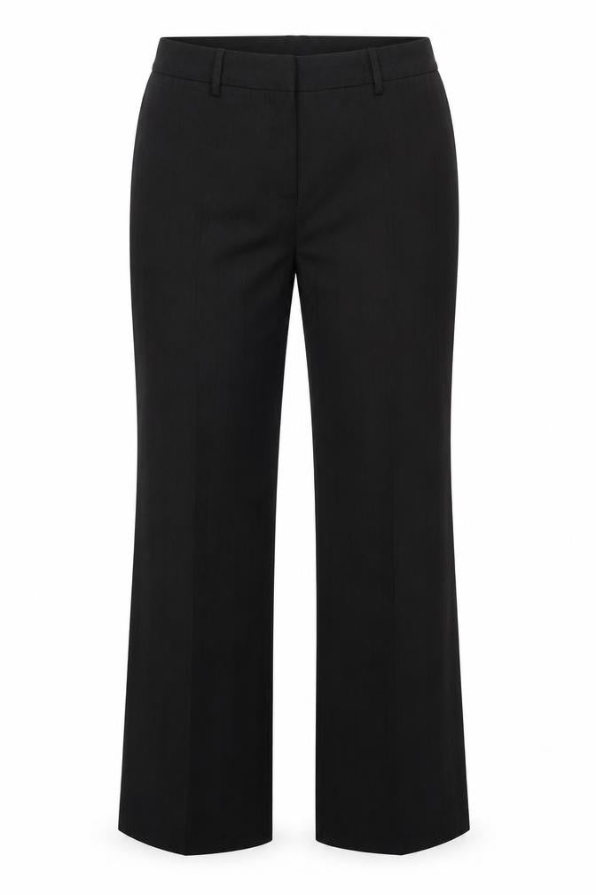Bonmarché Womens Black Striped Polyester Trousers Size 12 L29 in Regular Zip