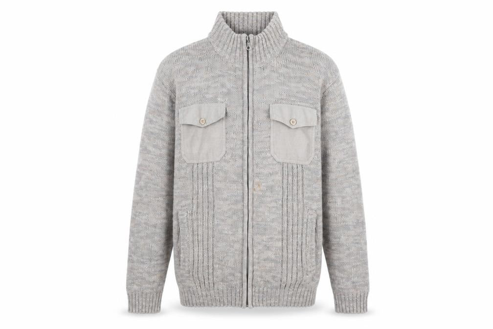 Atlas For Men Mens Beige Acrylic Full Zip Sweatshirt Size L