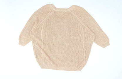Next Womens Gold V-Neck Acrylic Pullover Jumper Size XL