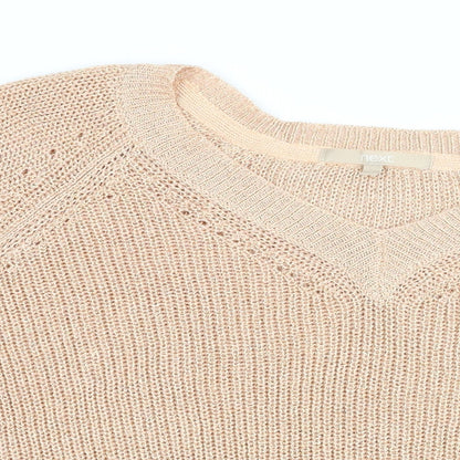 Next Womens Gold V-Neck Acrylic Pullover Jumper Size XL