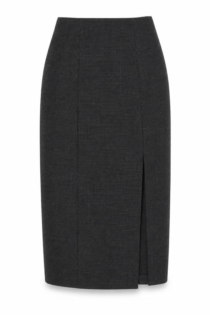 Claudia Sträter Black Midi Wool Blend Pencil Skirt