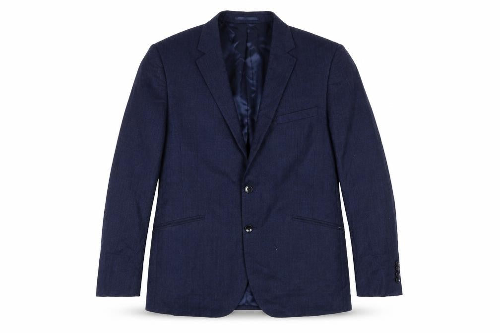 Moss London Blue Wool Blazer, Size 44, Formal, Single-Breasted